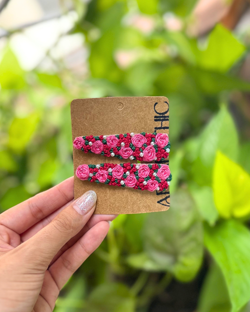 Blooming Rose Hair Clips