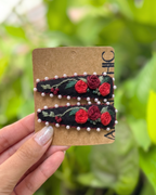 Midnight Rose Embellished Hairclips