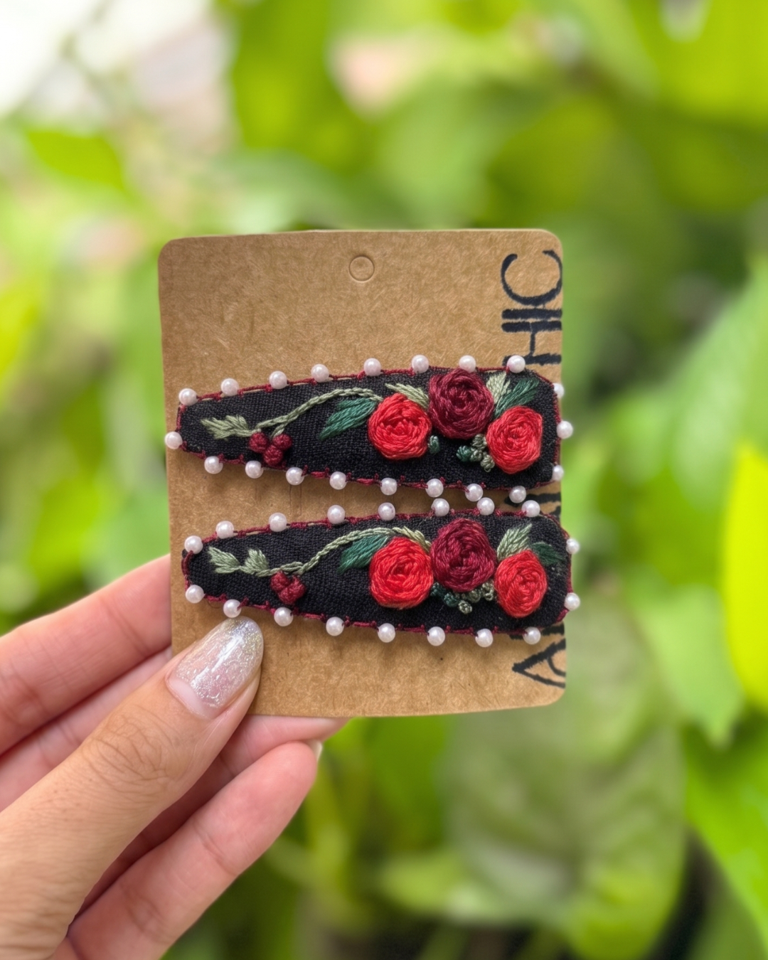 Midnight Rose Embellished Hairclips