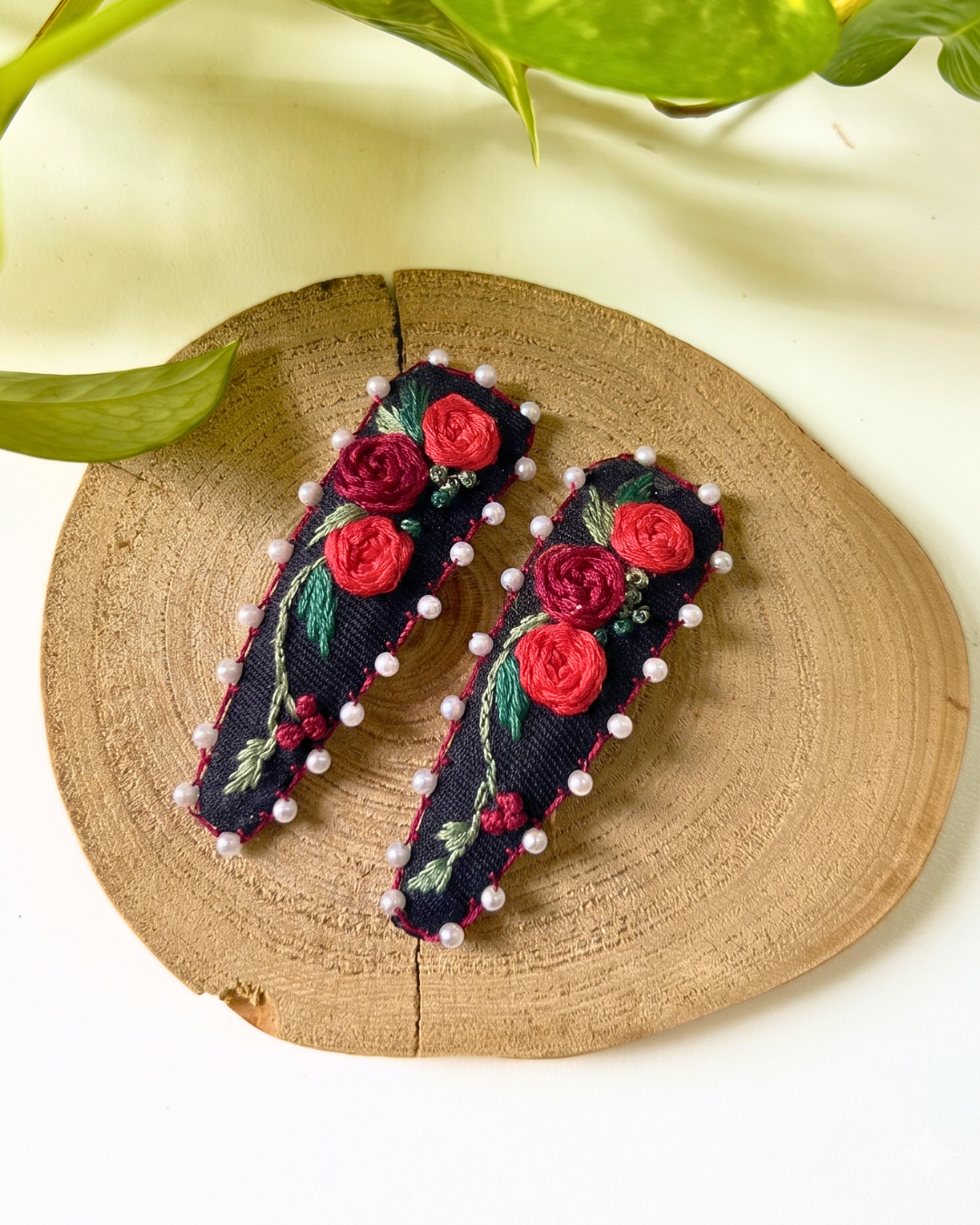 Midnight Rose Embellished Hairclips