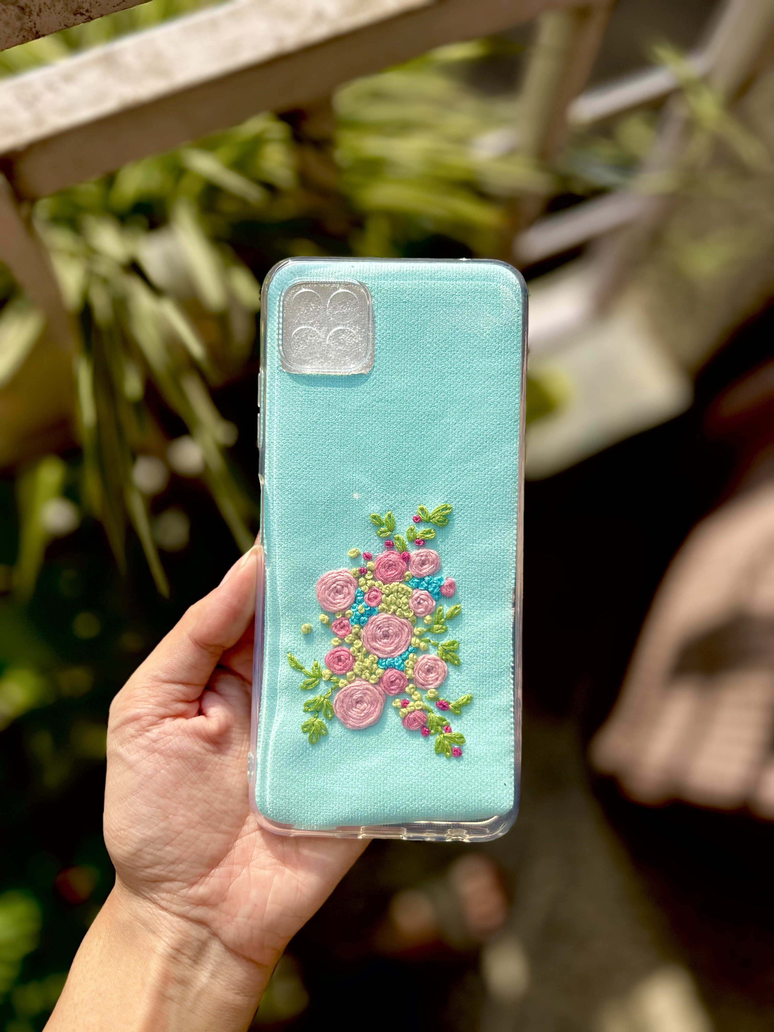 Pastel Blooms Embroidered Phone Cover