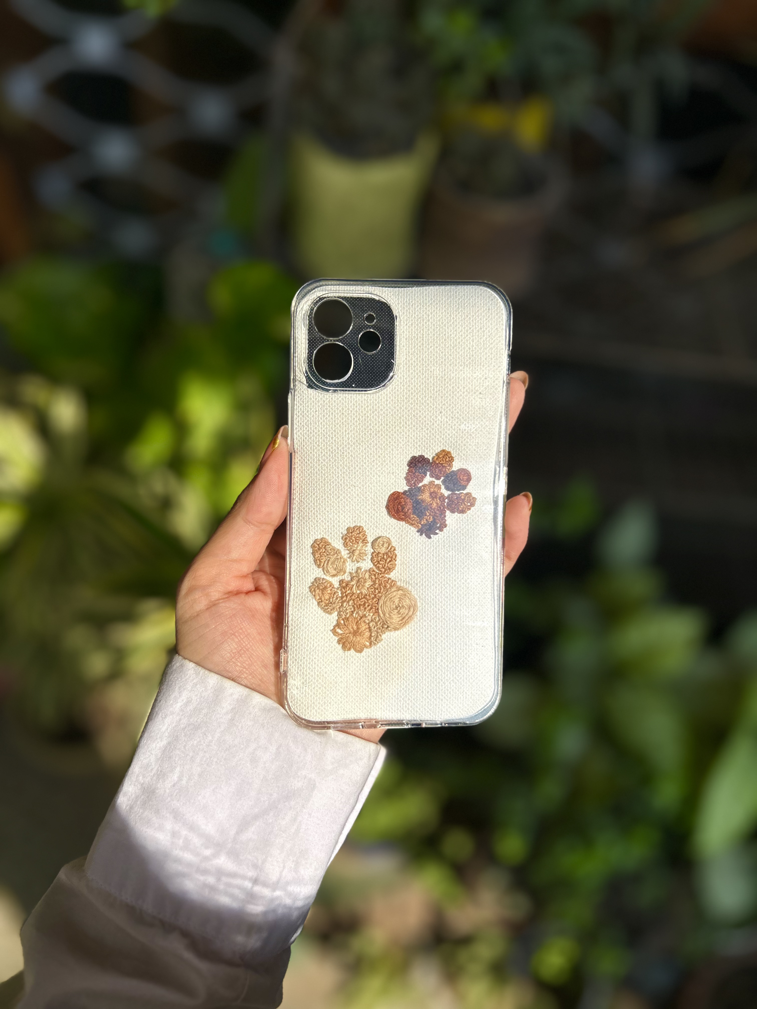 Paw prints Embroidered Phone Cover